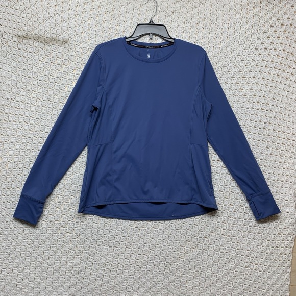 Spyder Active Top Womens Sz XL  Blue Stretch Side Zip Long Sleeve Pullover - Picture 1 of 11